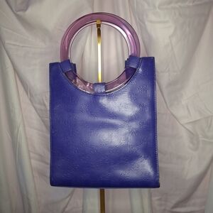 2001 DKNY Purple Tote with Pink Circular Handles